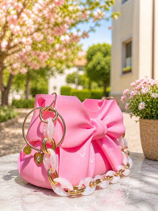 Mini bag con fiocco lucido artigianale stampa 3D