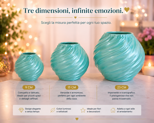 Decorative turquoise design vase available in three sizes, perfect for flowers, plants, modern home decor, office decoration and luxury interior design.