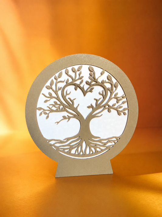 Decorative LED Tree of Life lamp creating warm atmosphere in modern home