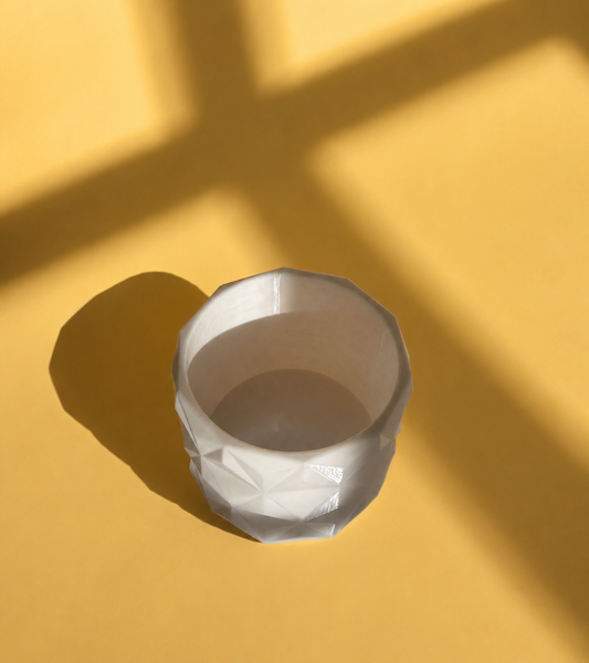 Vaso Albania 3D in PETG vista dall’alto, vaso decorativo geometrico moderno