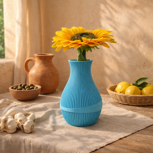 vaso decorativo moderno con girasole, complemento d’arredo per casa accogliente