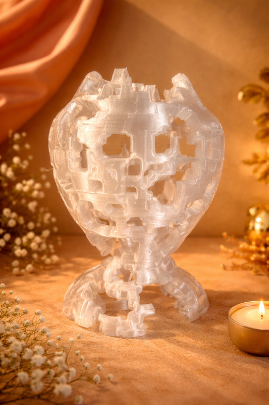 Dettaglio del vaso Voronoi a forma di pesce orata in materiale PETG