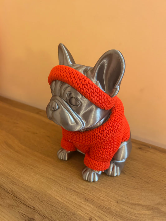 Bulldog decorativo in PLA stampato in 3D, complemento d’arredo moderno