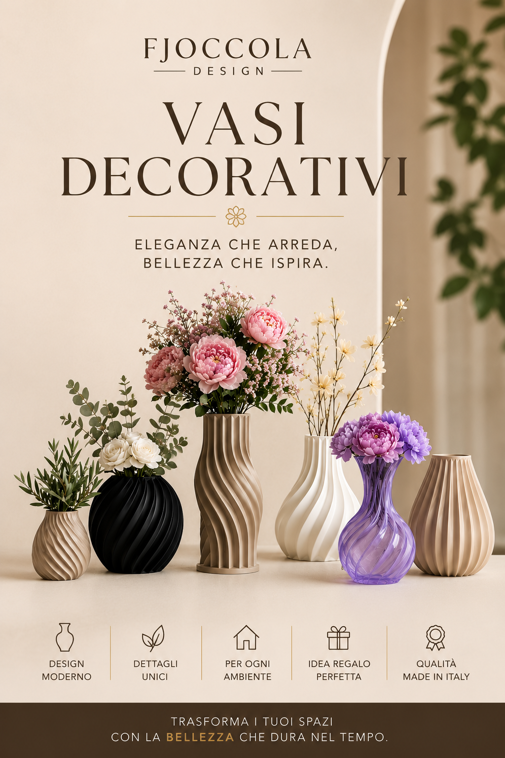 Discover our exclusive collection of modern decorative vases, designed to elevate every interior with contemporary elegance. Premium 3D printed home decor combining innovative design, refined craftsmanship and timeless style for every living space.