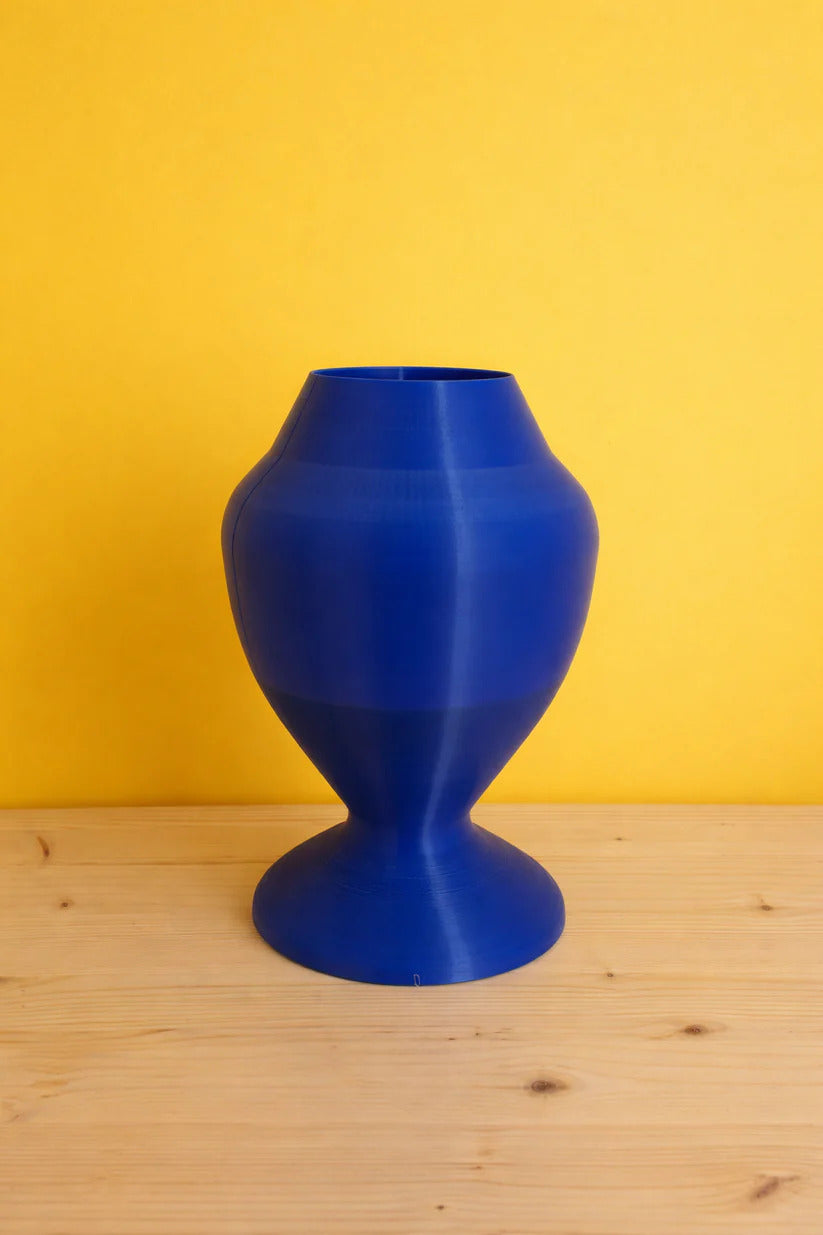 Contemporary blue decorative vase, modern flower vase for living room decor, elegant home decoration and interior styling.