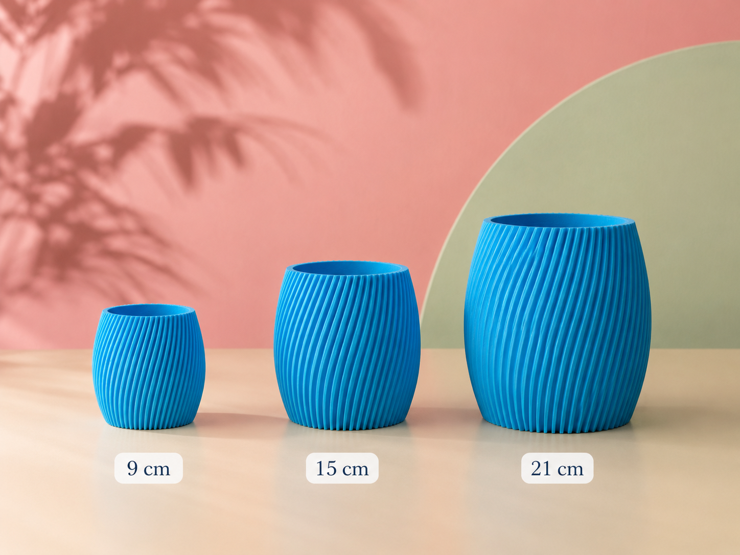 Blue decorative planter pot available in three sizes, modern plant container for indoor plants, flowers and home decoration.