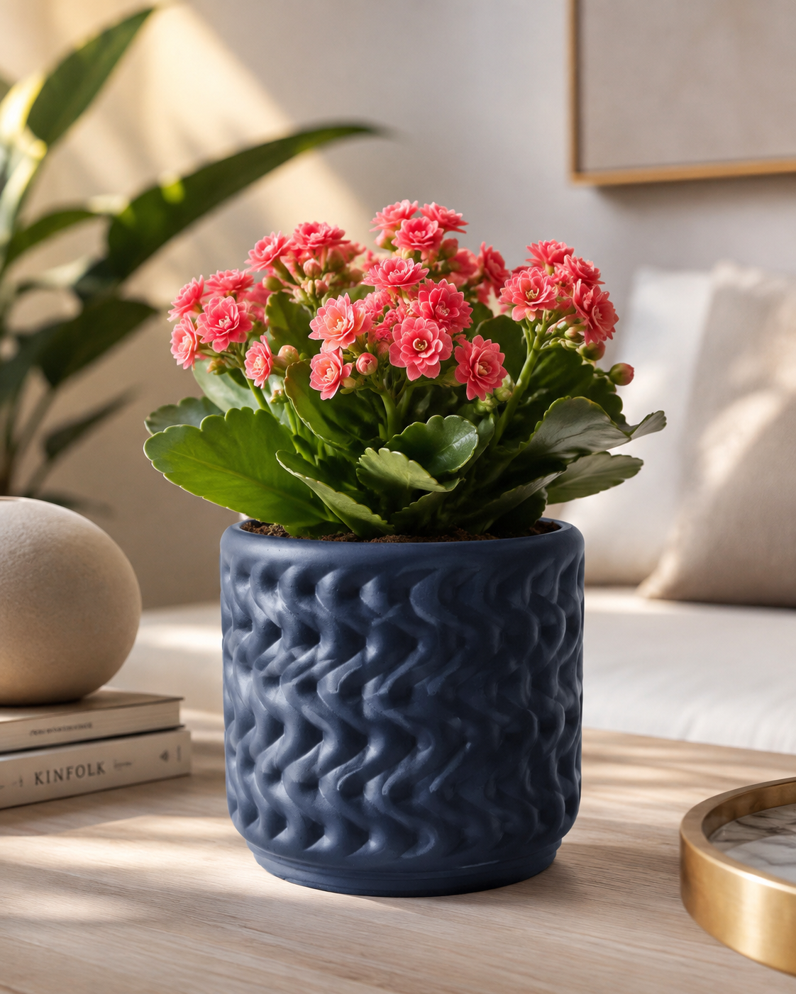 Jarrón Brisa Marina – Jarrón Blanco de Yeso Cerámico de Alta Resistencia con Diseño 3D Moderno para Plantas y Flores | Decoración Elegante para Hogar, Salón y Oficina