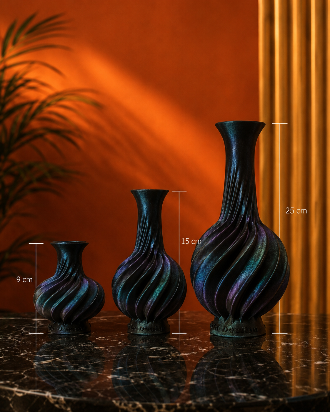 Modern Calliope flower vase with artistic sculptural shape, contemporary decorative vase for elegant home and office decoration
