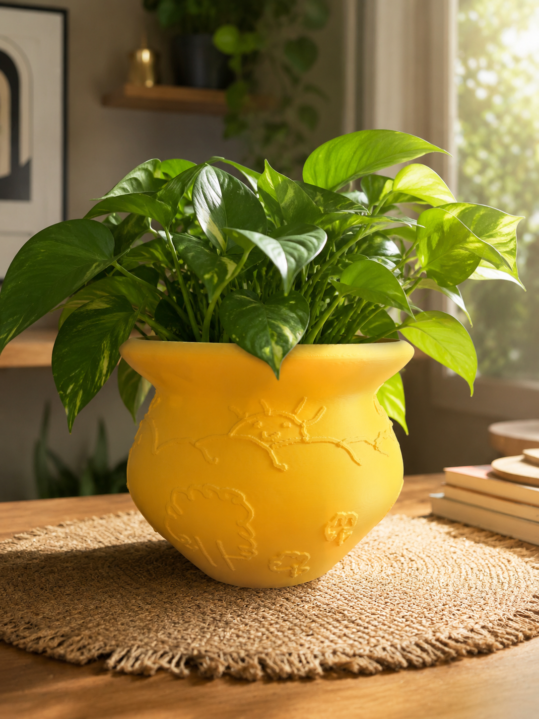 Modern 3D printed decorative planter inspired by childhood memories, perfect for indoor plants, flowers, contemporary home decor and designer interiors.
