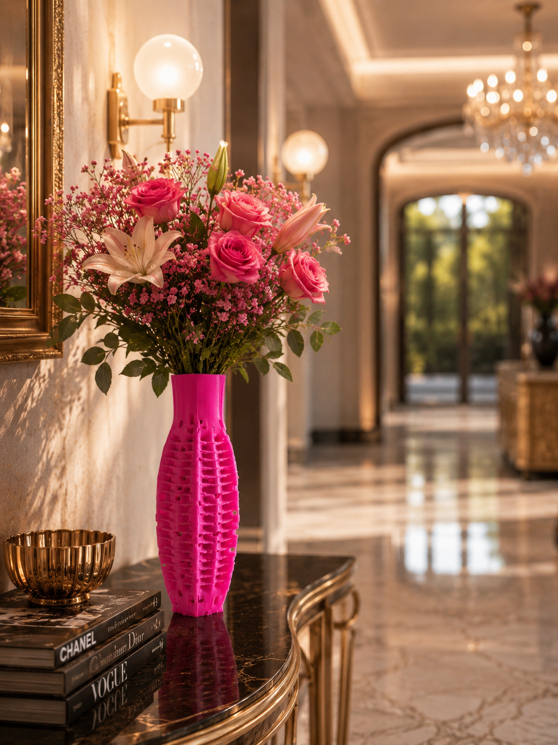 Decorative flower vase featuring a unique Voronoi pattern, ideal for modern home decoration, living room accents and designer interiors.