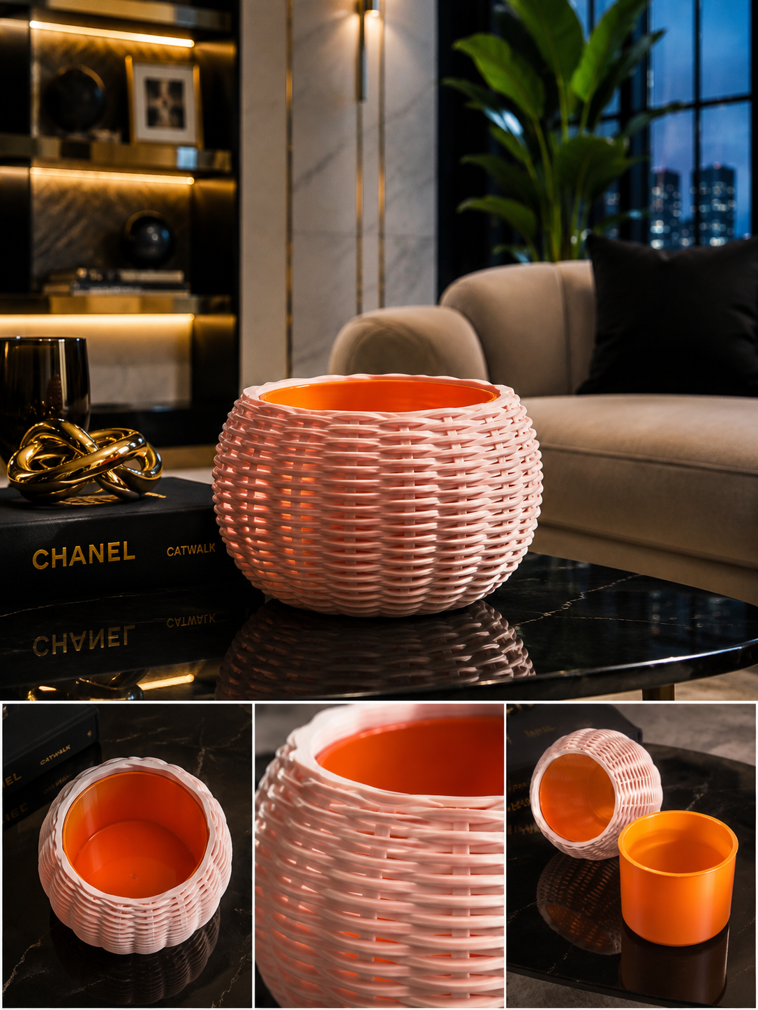 Discover the thoughtful two-part design: a refined textured outer planter paired with a contrasting removable inner container. A stylish and practical solution for displaying indoor plants while adding a distinctive decorative touch to contemporary interiors.