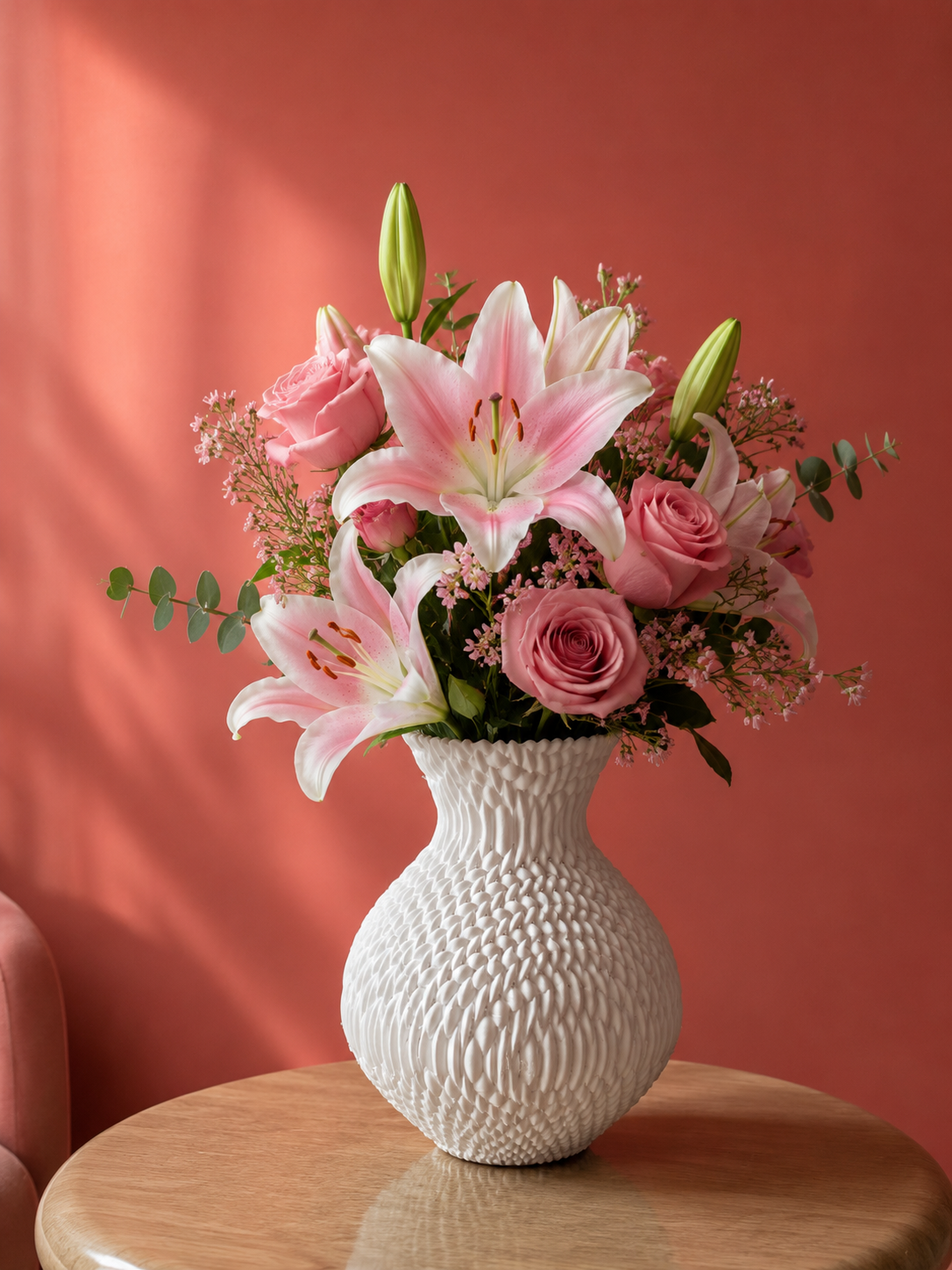 Dettaglio texture organica del Vase Campagnolo stampato in 3D in PETG