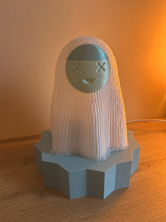 Lampada Fantasmino LED decorativa stampata in 3D in PLA vista frontale