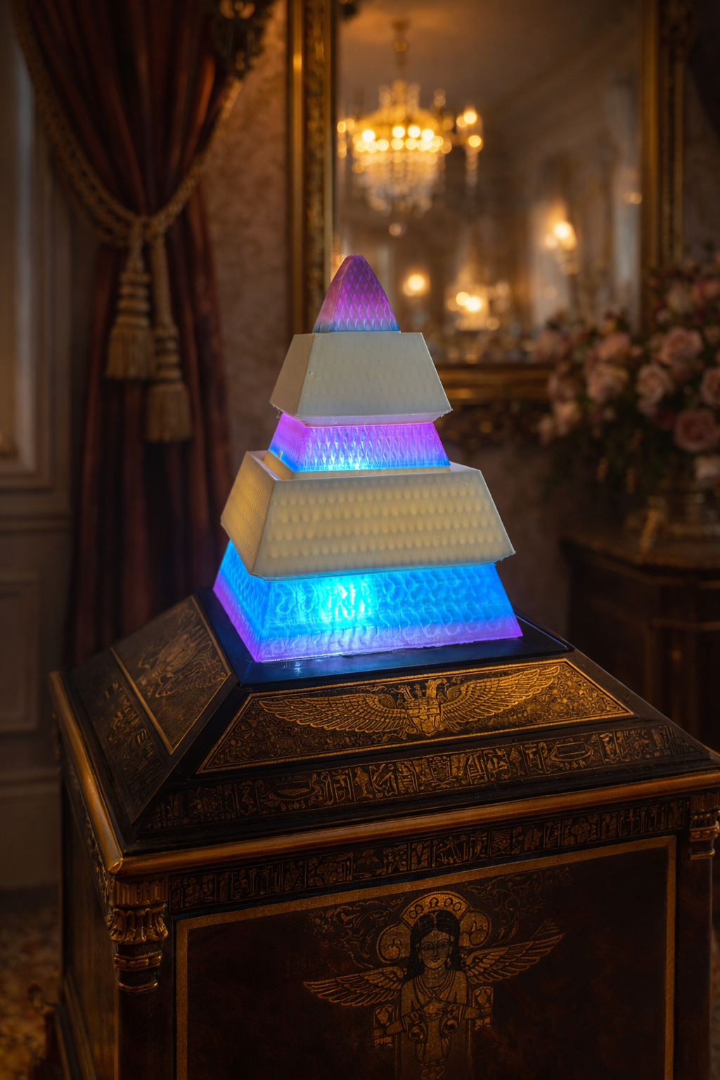 lampada piramide decorativa ambiente elegante luce rgb moderna