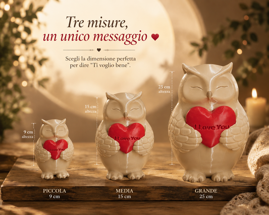 Romantic owl decor available in three sizes, perfect anniversary gift and Valentine's Day present.