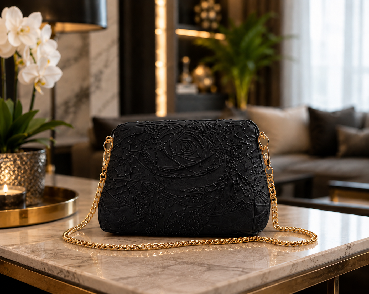 Borsa La Rosa – Borsa a Tracolla Donna di Design con Rosa in Rilievo | Borsa Elegante Made in Italy in Stampa 3D