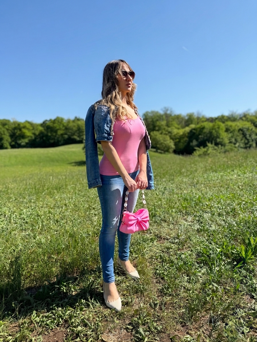 Borsa Dany indossata outfit casual elegante in ambiente 