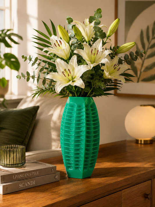 Elegant modern flower vase featuring contemporary geometric design, luxury home decor styling, interior design inspiration and sophisticated living room decoration.