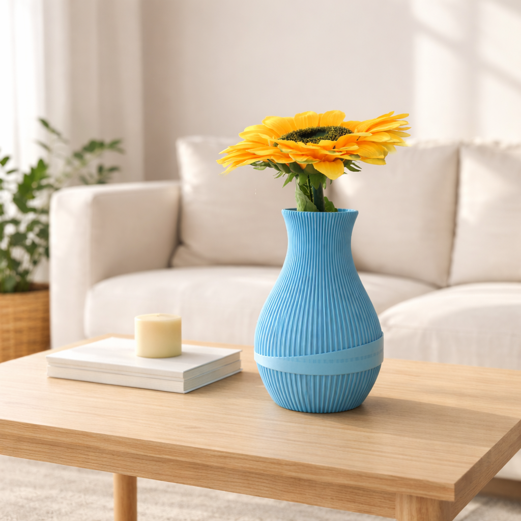 Modern decorative vase with sunflower, contemporary home decor, designer flower vase, elegant living room decorationelegante