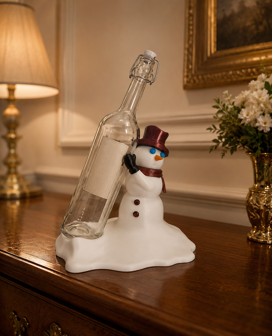 porta bottiglia pupazzo di neve 3D senza bottiglia, supporto vino decorativo natalizio