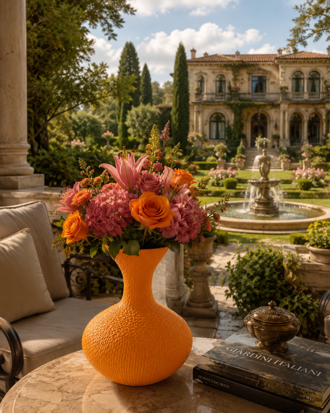 Elegant Roman Empire Vase crafted with 3D printing technology in durable PETG. Modern decorative vase perfect for luxury home decor, living rooms, offices and contemporary interiors.