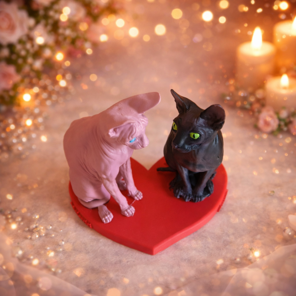 Scultura Love Cats – Decorazione Gatti Design Moderno 20x16x20 cm