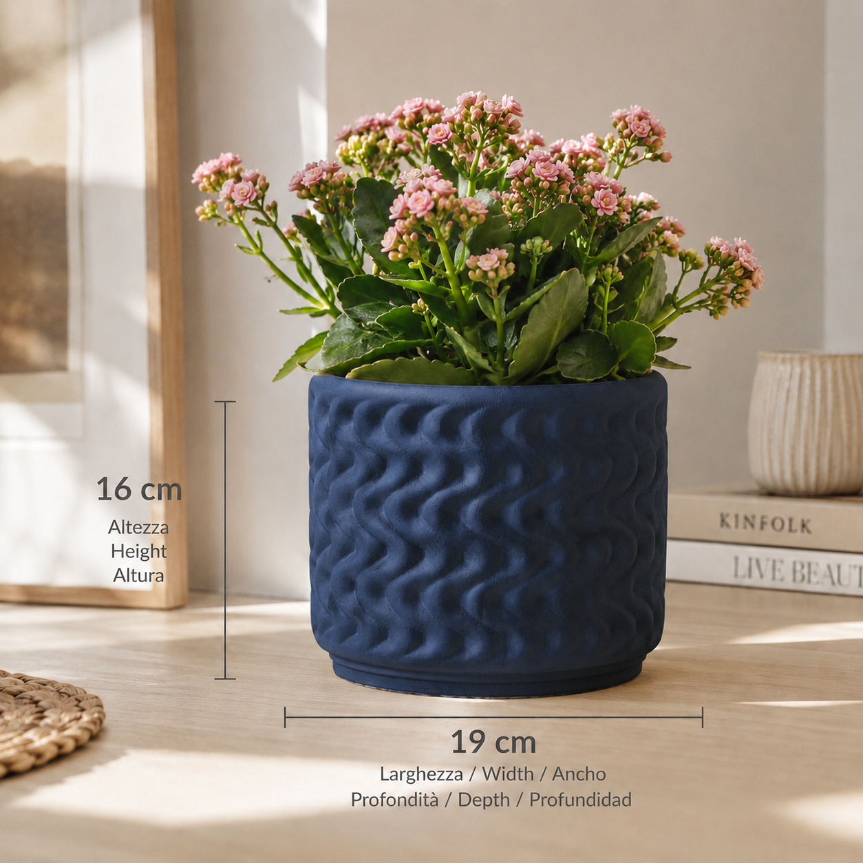 Jarrón Brisa Marina – Jarrón Blanco de Yeso Cerámico de Alta Resistencia con Diseño 3D Moderno para Plantas y Flores | Decoración Elegante para Hogar, Salón y Oficina