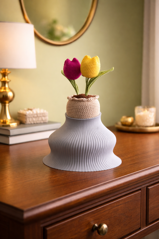Vaso Abbuffato con la piantina dei tulipani
