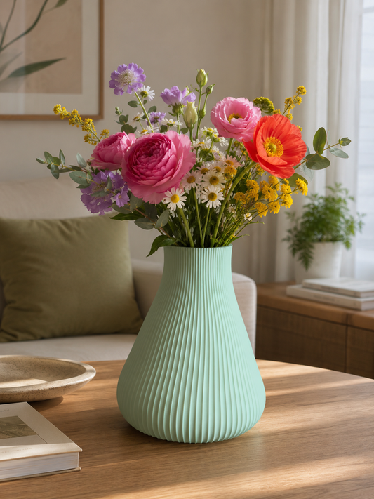 Vaso Avioni in PETG stampato in 3D con design moderno e linee eleganti, vista frontale