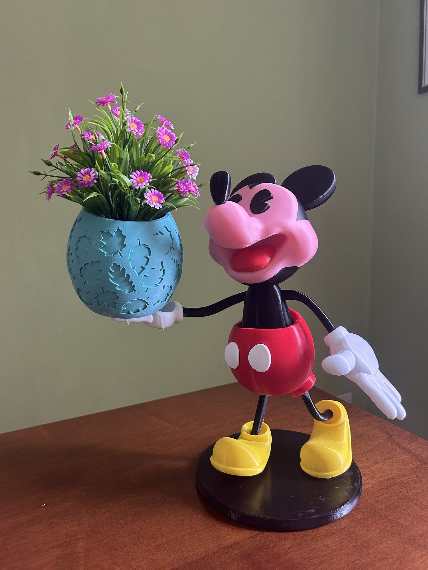 Vista laterale del Vaso Mouse In Love XXL stampato in 3D in PLA, decorazione casa