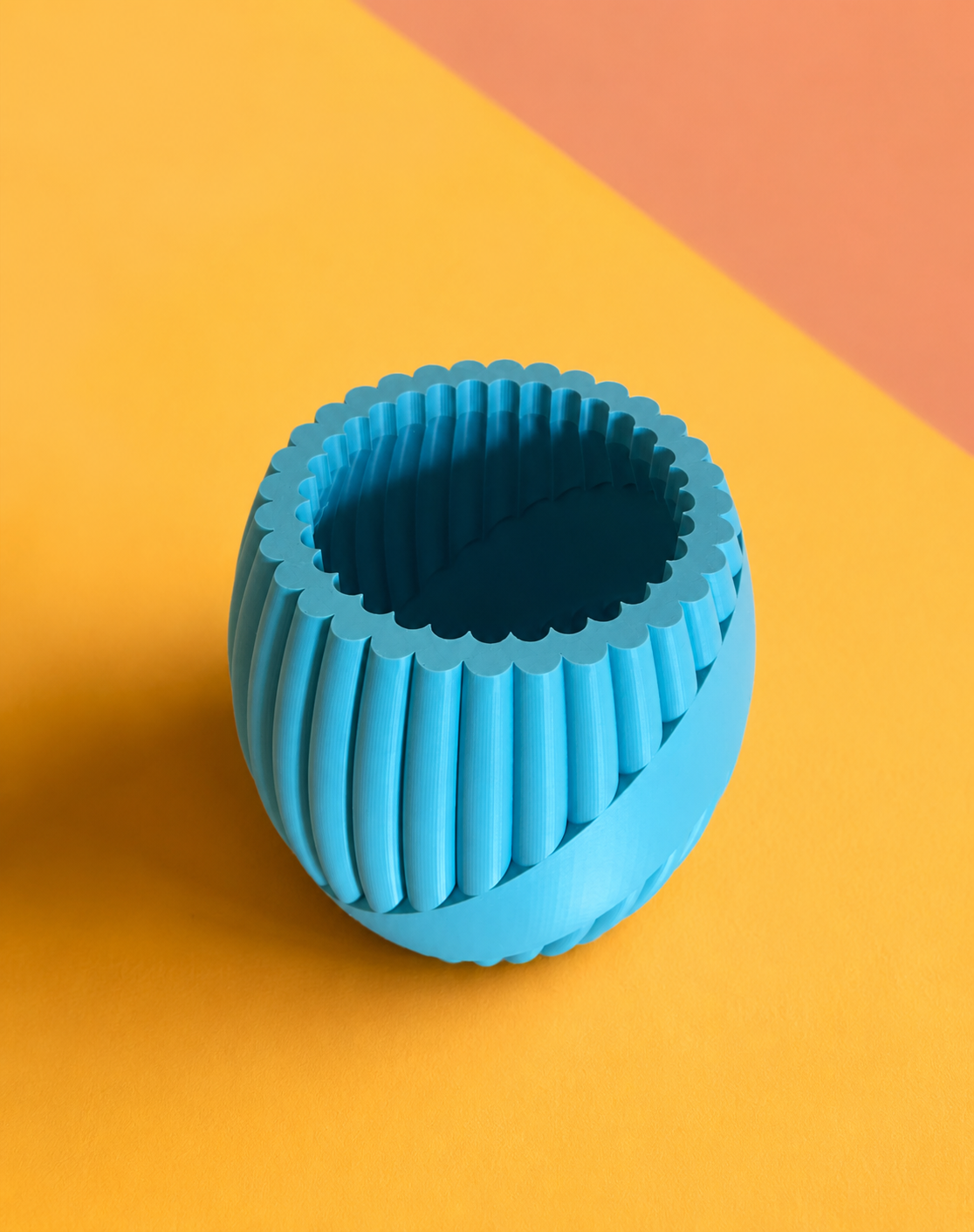 Vaso Orientale I stampato in 3D in PETG senza pianta, vista dall’alto dell’apertura