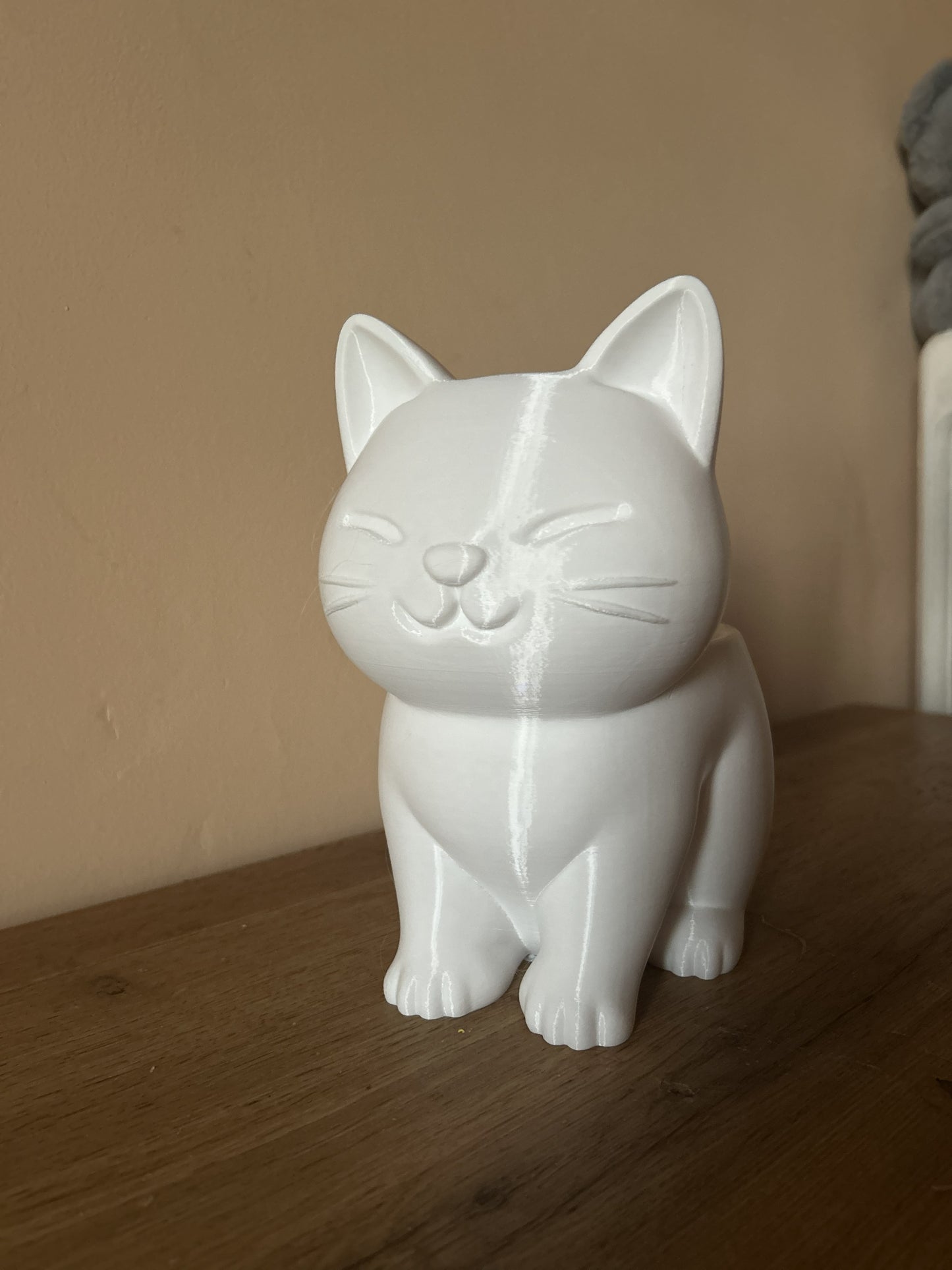 Vaso a Gatto in PLA stampato in 3D, vista frontale senza fiori