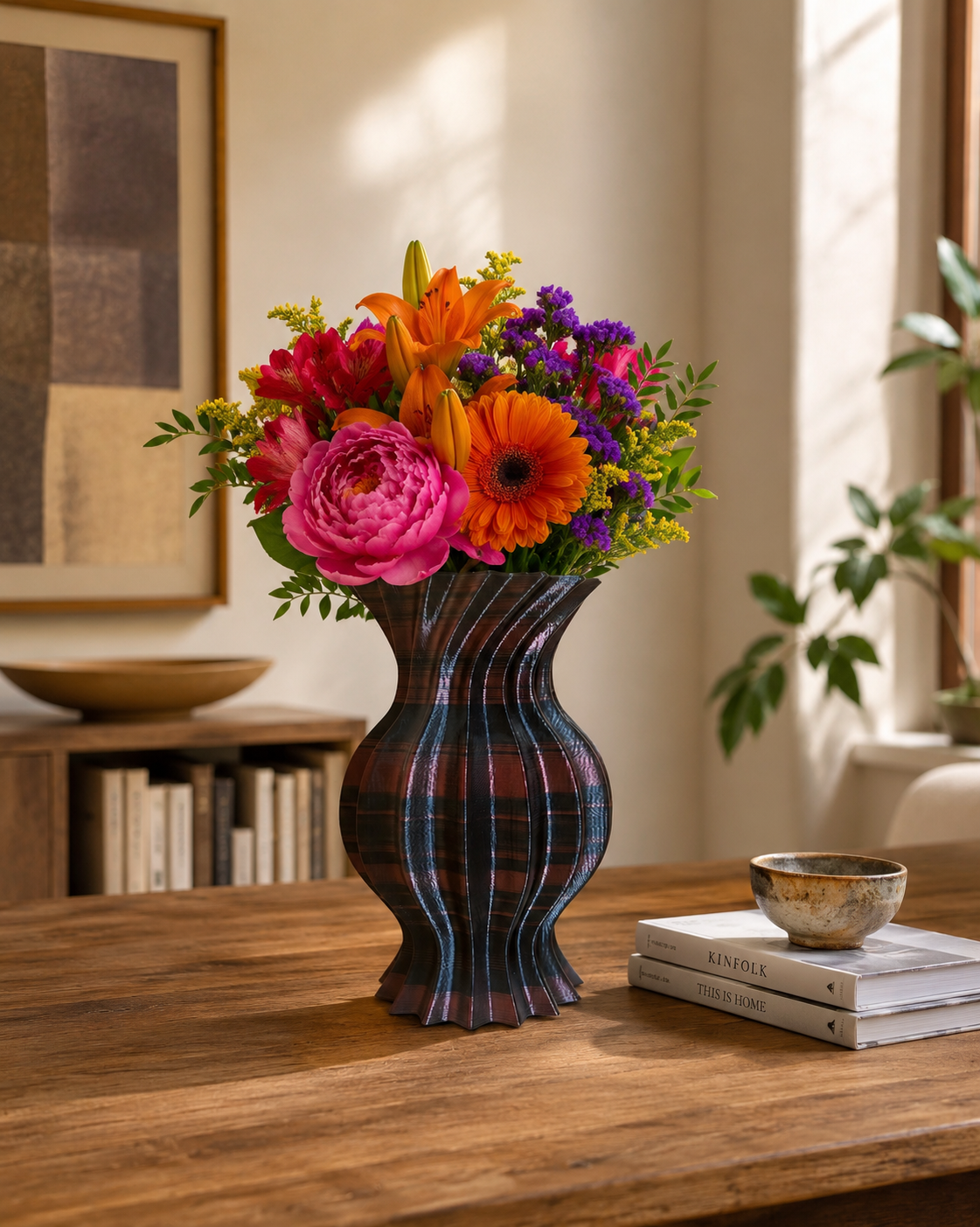 Vaso dei Ricordi 3D in PETG con fiori colorati, vaso decorativo moderno elegante per home decor