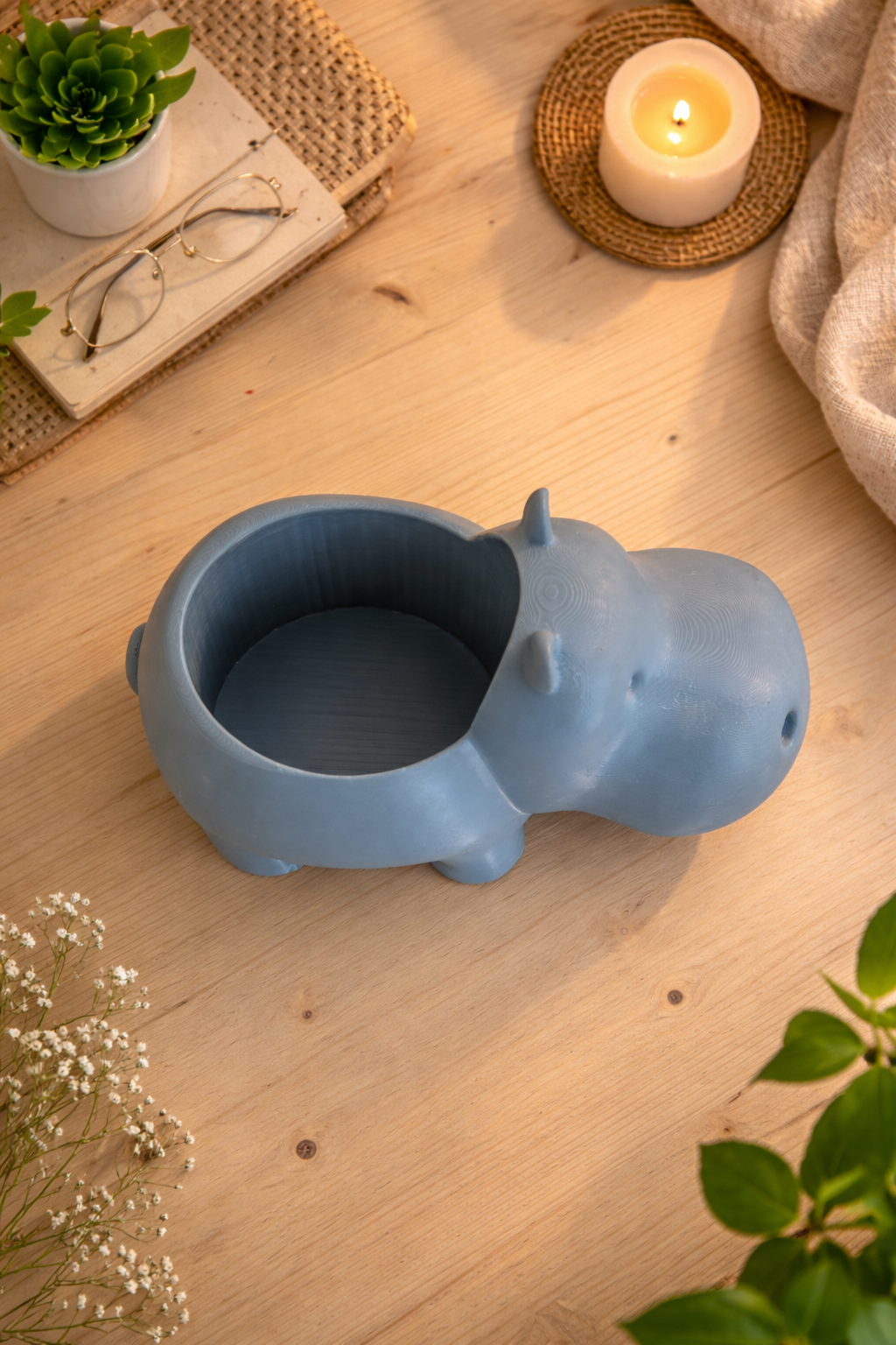 Vase ippopotamo with pianta decorazione moderna per casa