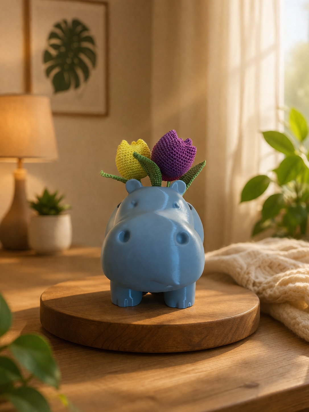 vaso ippopotamo porta piante design moderno decorazione casa PETG