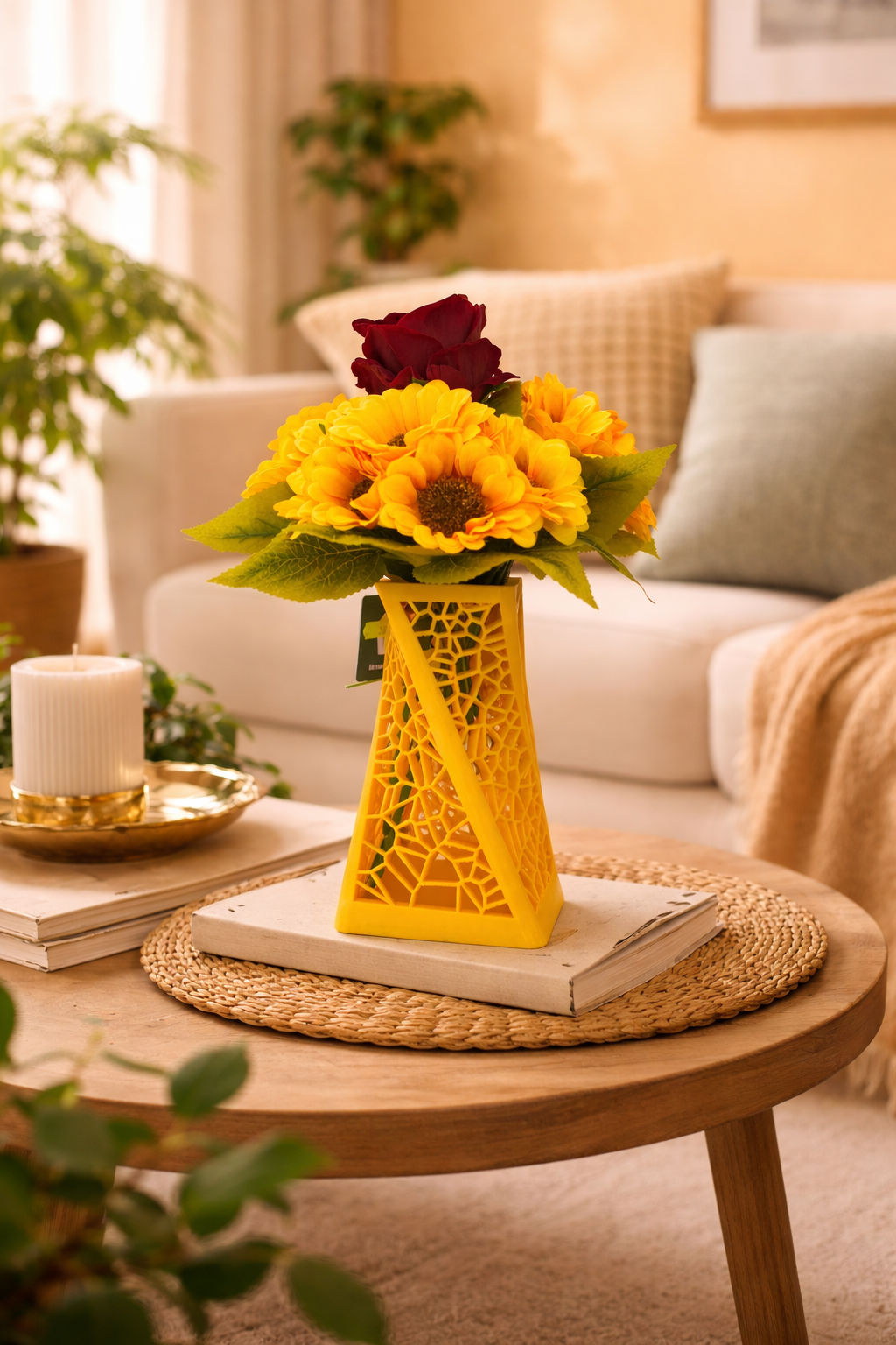 Modern Voronoi vase available in three sizes, 3D printed geometric home decor design for contemporary interior decoration and luxury living spaces.
