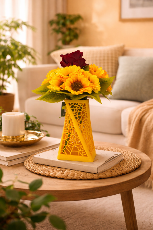 Modern Voronoi vase available in three sizes, 3D printed geometric home decor design for contemporary interior decoration and luxury living spaces.