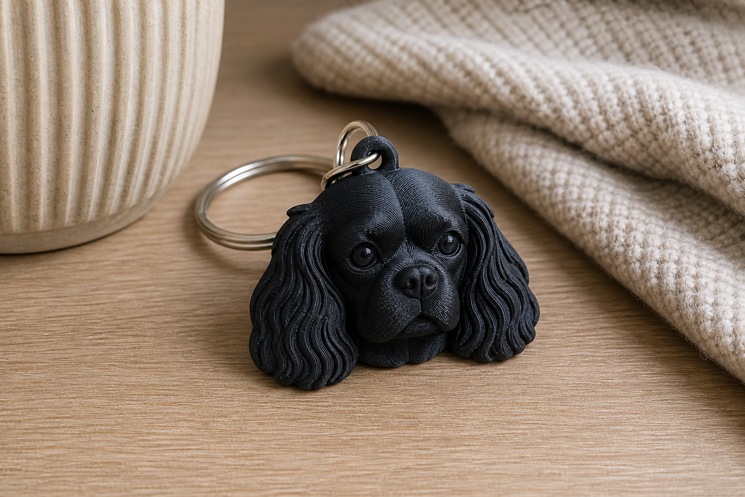 Cavalier King Charles 3D Keychain - product image, color: Black