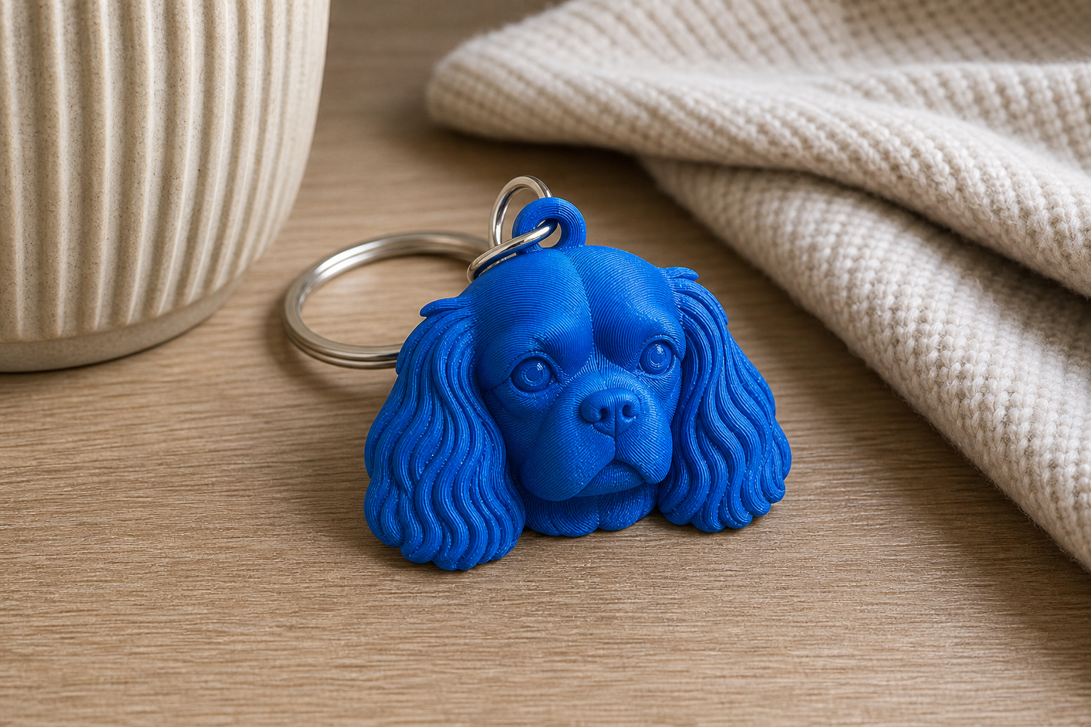 Cavalier King Charles 3D Keychain - product image, color: Blue