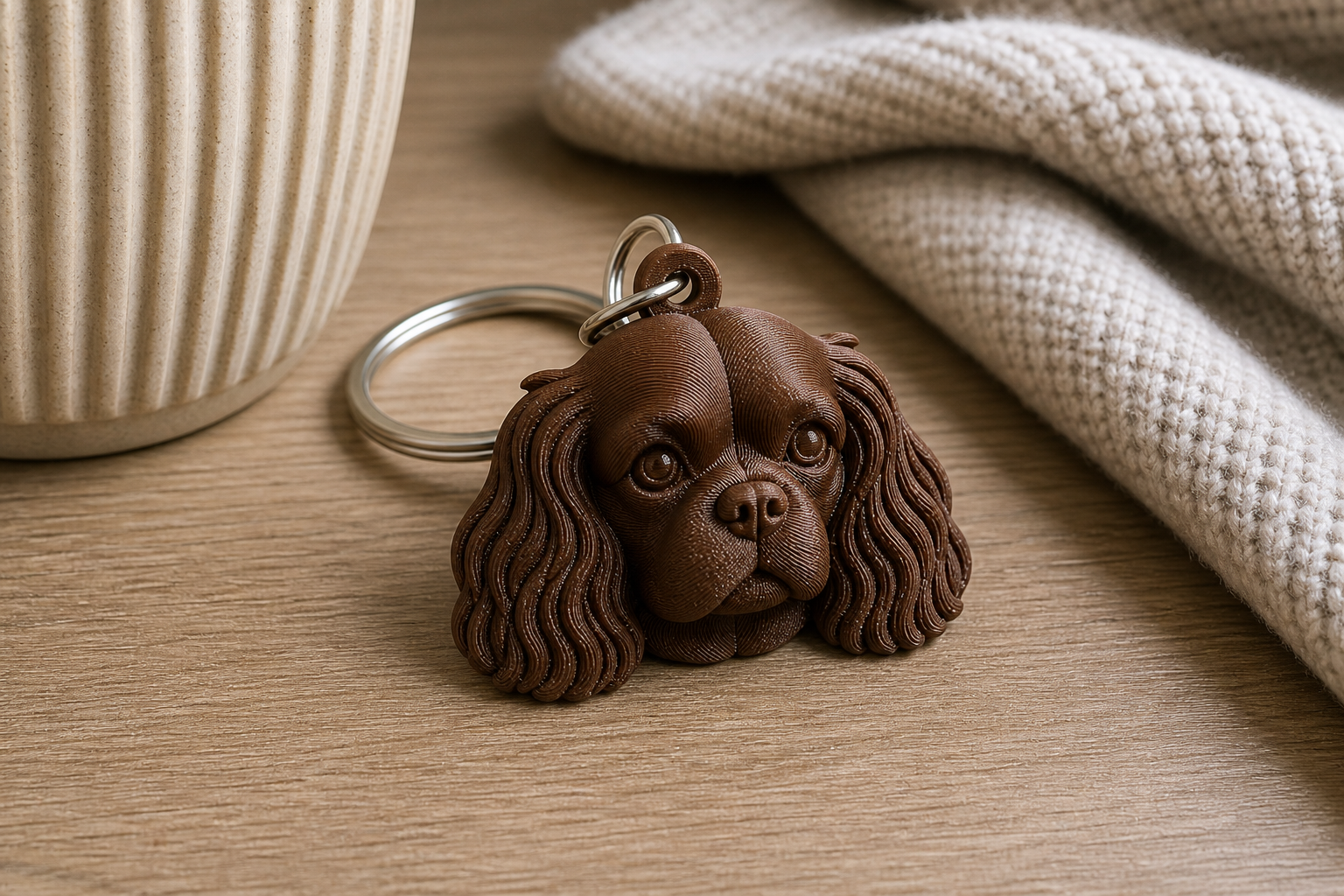 Cavalier King Charles 3D Keychain - product image, color: Brown