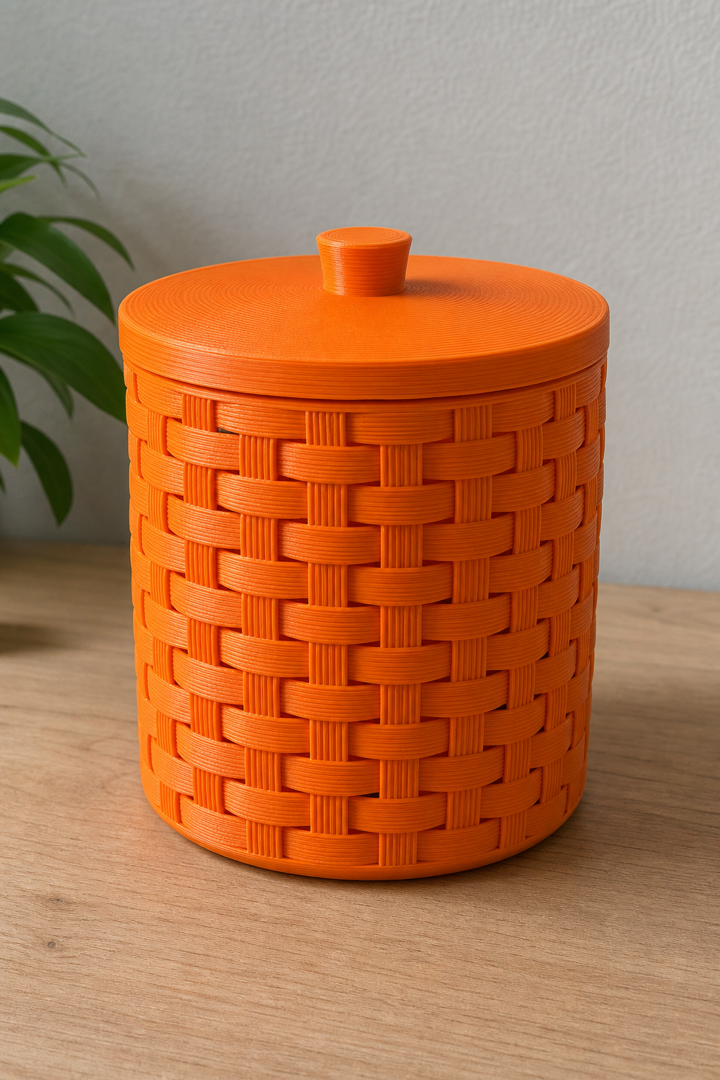 Basket Intreccio 3D – Design Moderno with Coperchio - Color: Orange