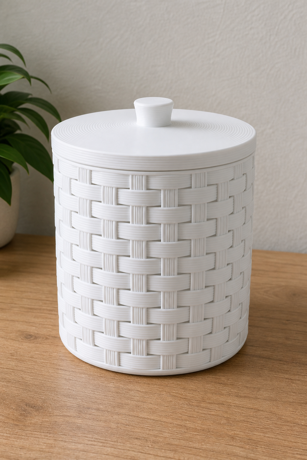 Basket Intreccio 3D – Design Moderno with Coperchio - Color: White