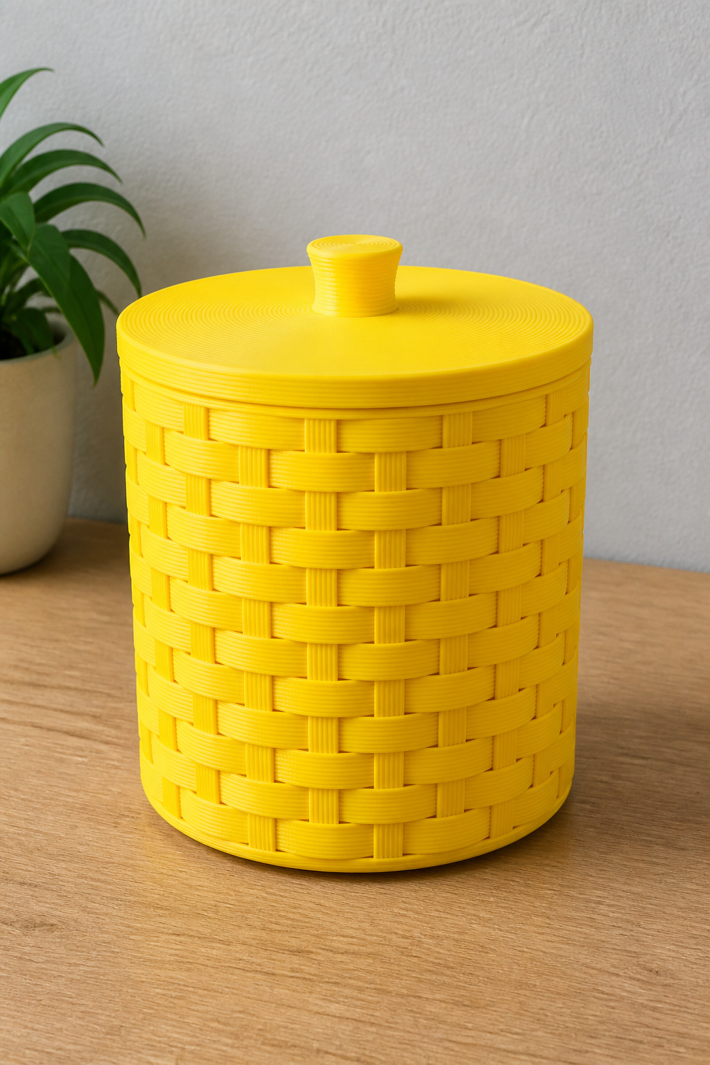 Basket Intreccio 3D – Design Moderno with Coperchio - Color: Yellow