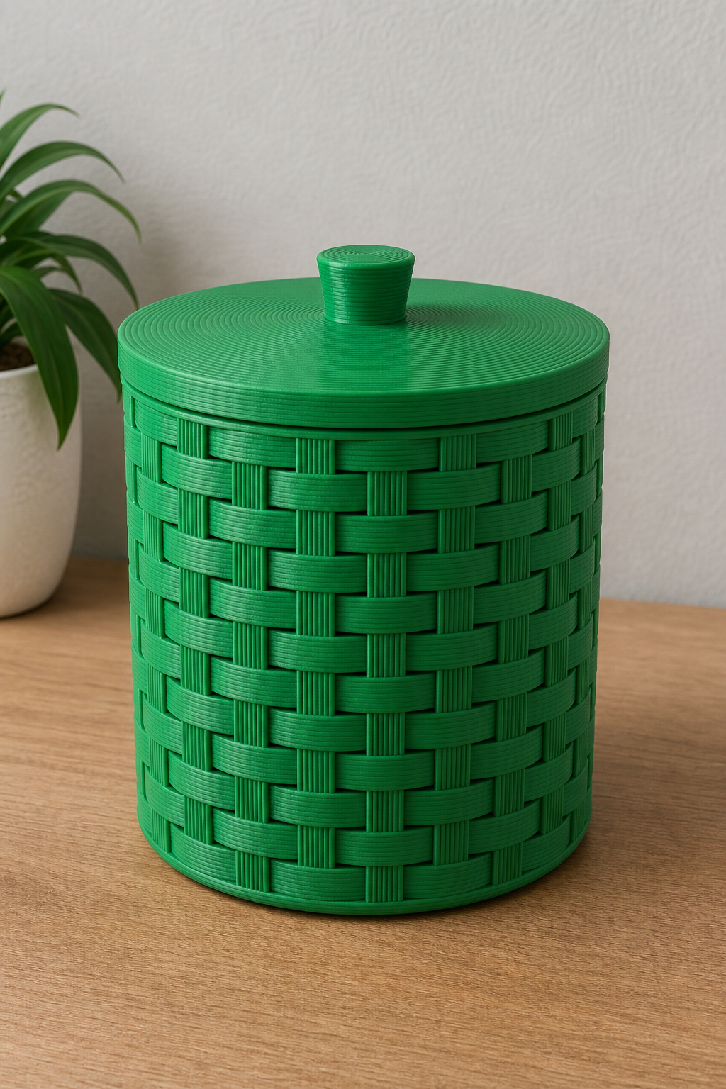 Basket Intreccio 3D – Design Moderno with Coperchio - Color: Green