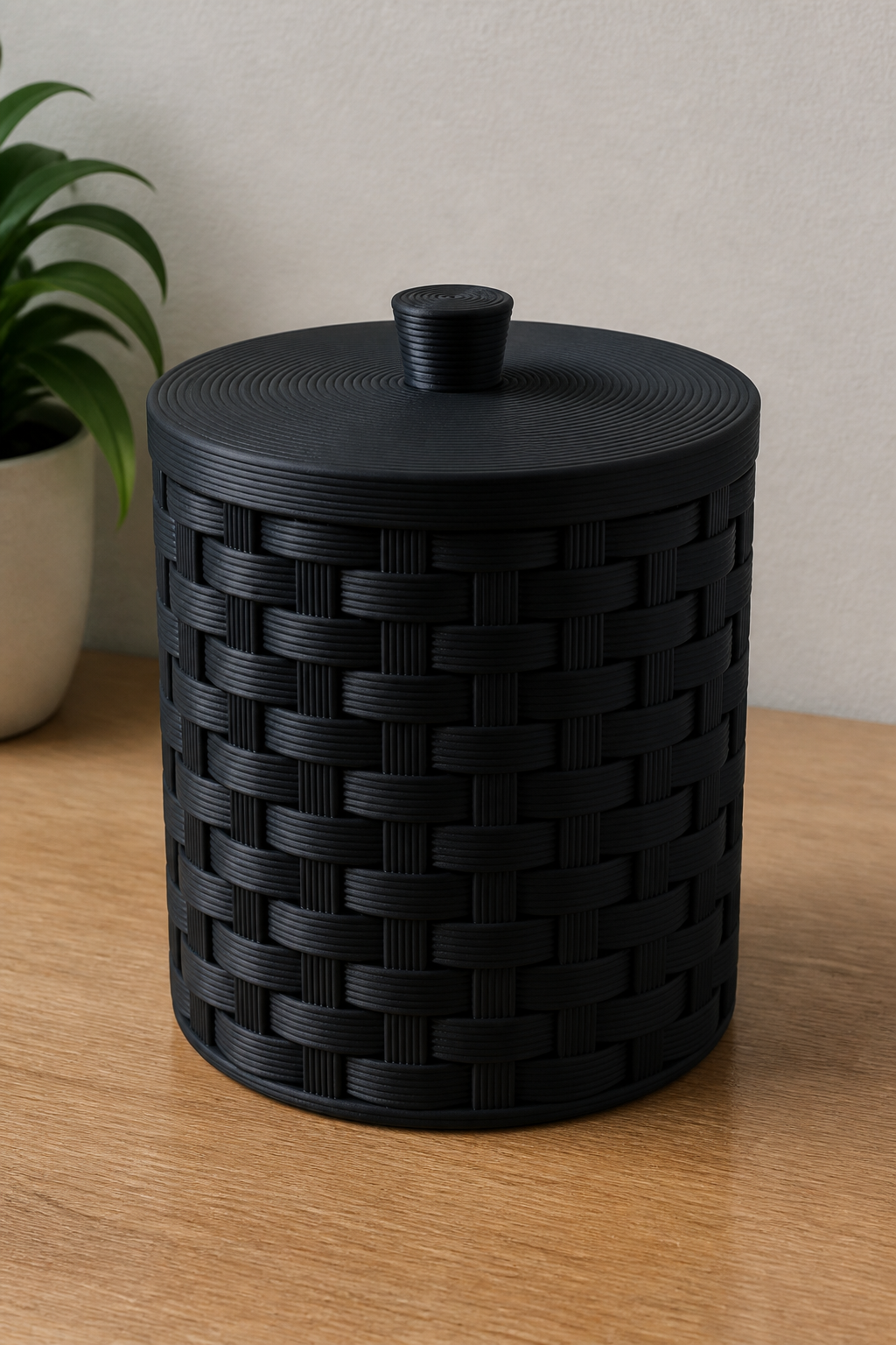 Basket Intreccio 3D – Design Moderno with Coperchio - Color: Black