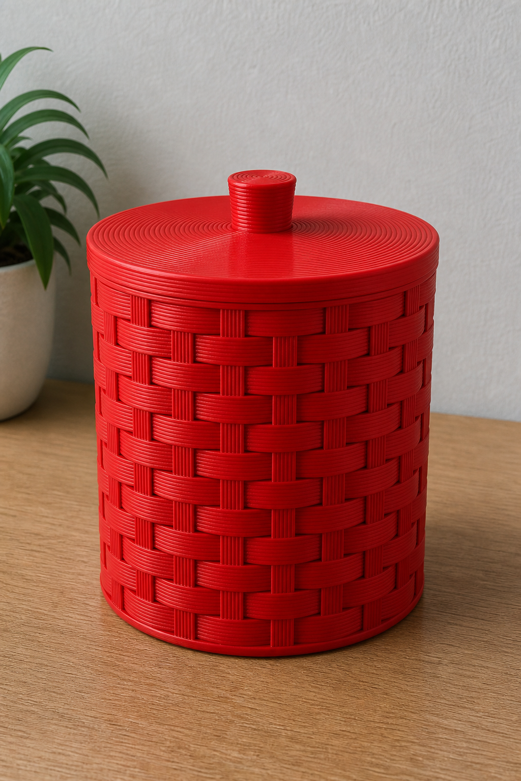 Basket Intreccio 3D – Design Moderno with Coperchio - Color: Red