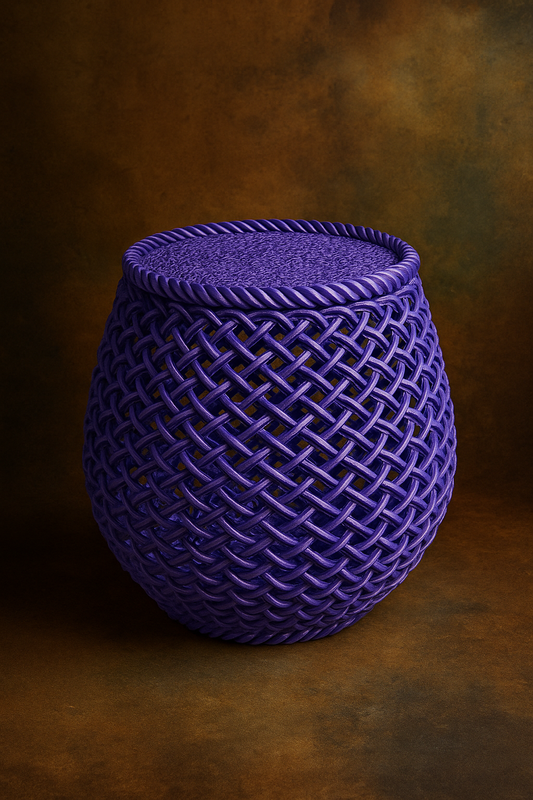 Cesto stampato in 3d. stile intreccio, con coperchio