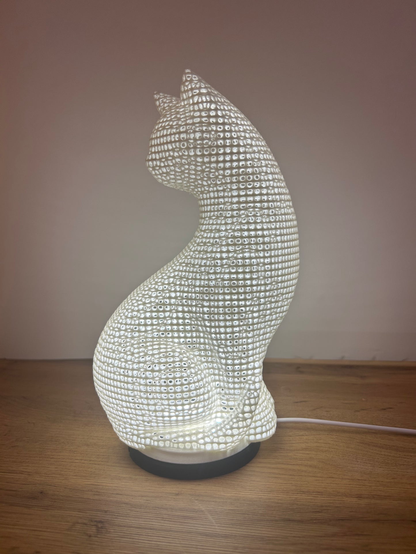 Lampada Gatto 3D accesa, luce calda LED decorativa per interni