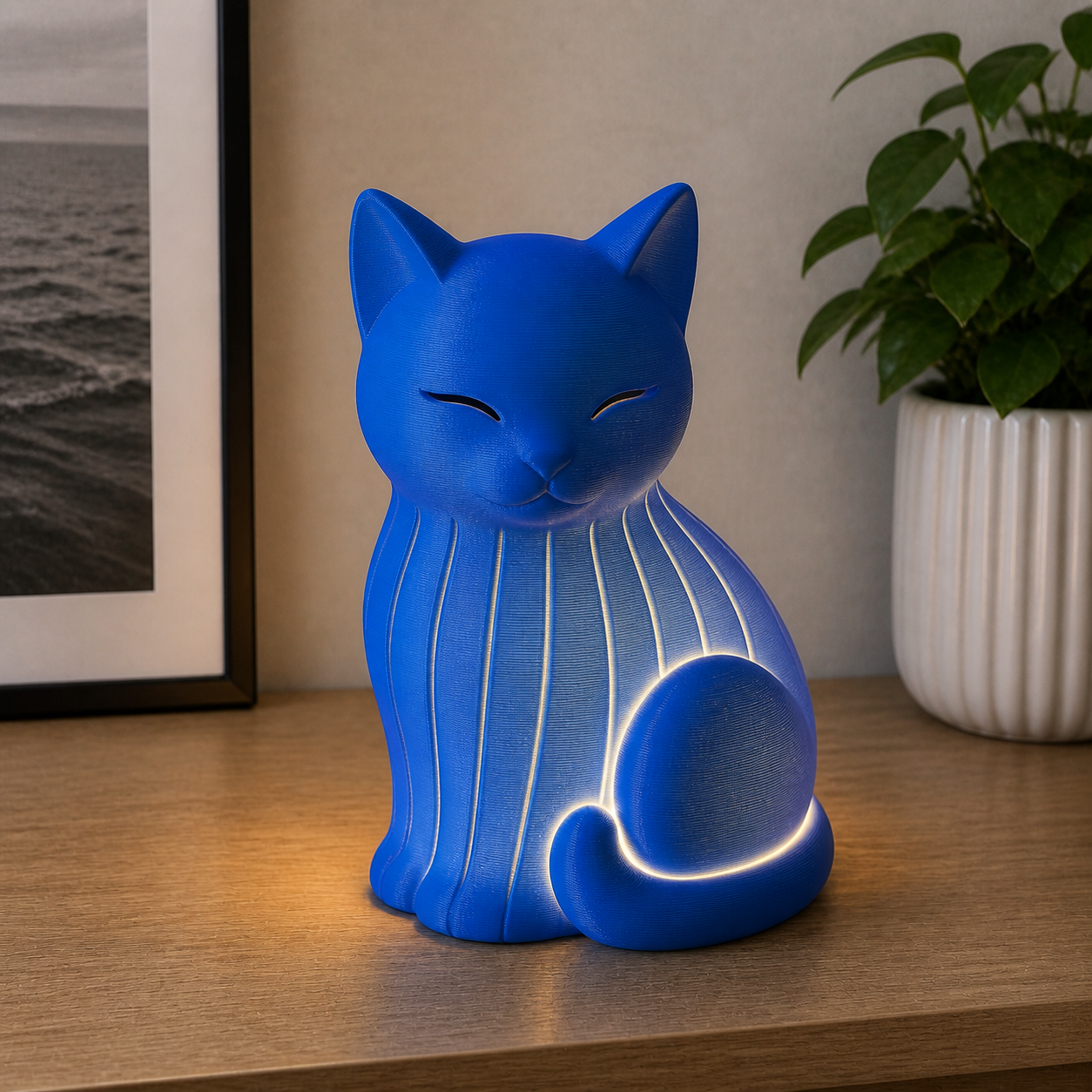 Lampada Gatto 3D – Decorazione Luminosa di Design Artigianale Made in Italy - Color: Blue AI [fjoccola-variant-color:Blue] [fjoccola-ai:1783019004530]