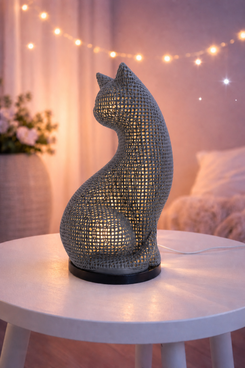 Lampada Gatto 3D – Decorazione Luminosa di Design Artigianale Made in Italy - Gray AI [fjoccola-variant-color:Gray] [fjoccola-ai:1782941114409]